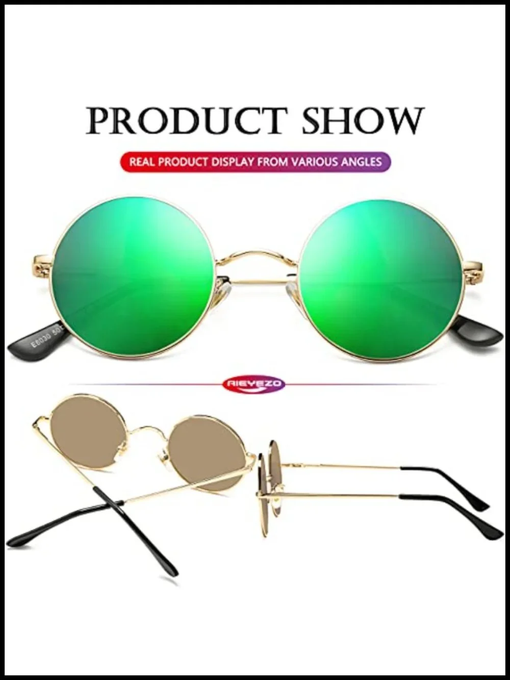 Retro Round Polarized Sunglasses Small Metal Frame Trendy Vintage Shades